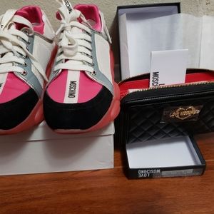 Moschino shoes and wallet items sold separately at